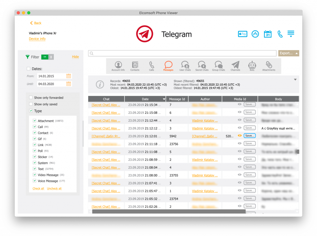 Elcomsoft Phone Viewer: Telegram